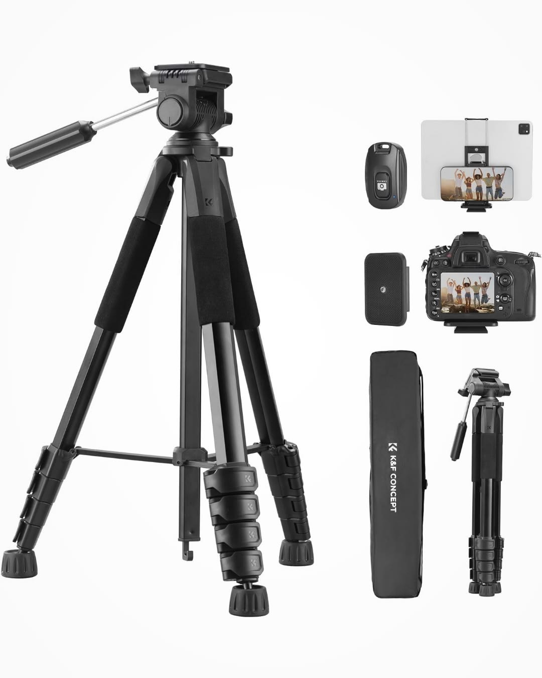 Portable Camera & Smartphone Tripod Stand with Phone Holder
